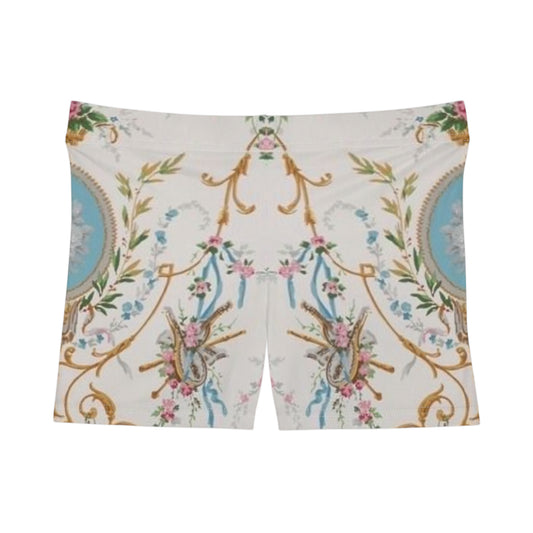 Elegant Floral Pattern Printed Graphic Booty Shorts