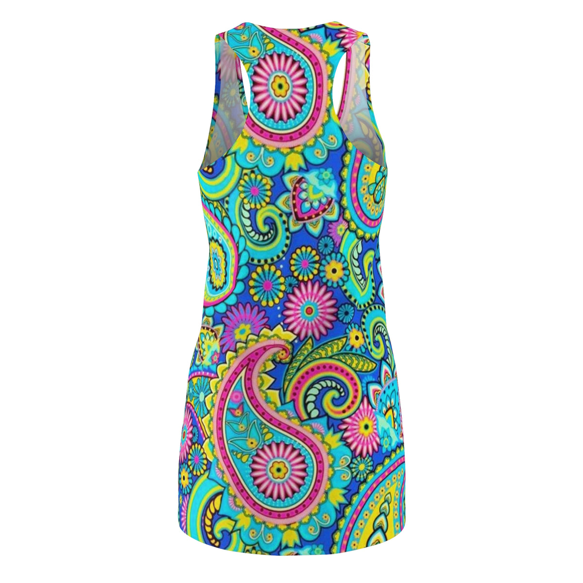 Psychedelic Paisley Racerback Dress — Bright Boho Floral AOP