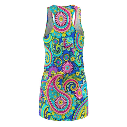 Psychedelic Paisley Racerback Dress — Bright Boho Floral AOP
