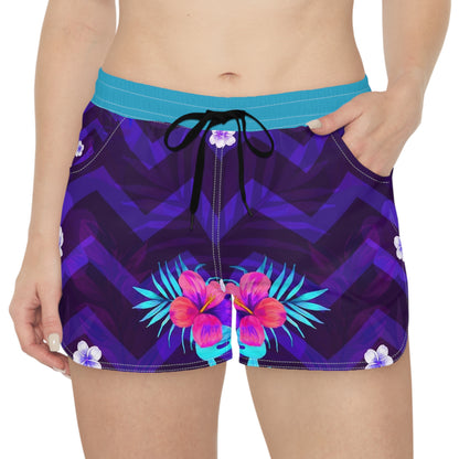 Tropical Floral Women's Casual Shorts - Vibrant Summer Vibe for Beach Days