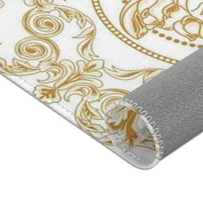 Baroque Medusa Area Rug – Gold Ornate Decorative Accent Rug
