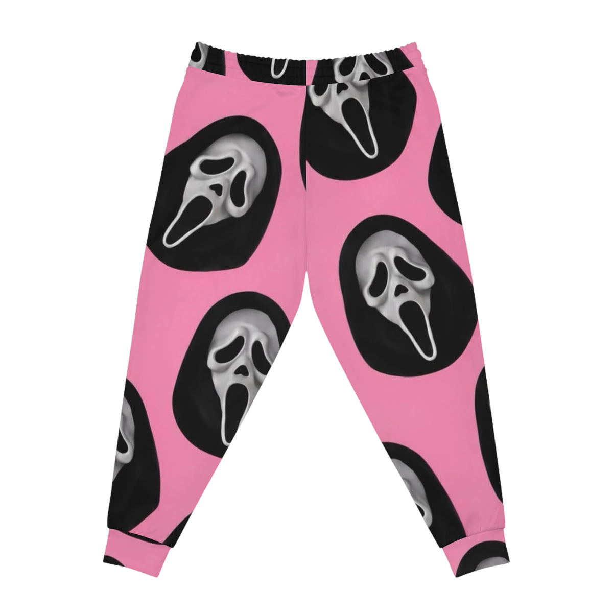 Pink Scream Face Joggers — Goth Horror Skull All-Over Print Sweatpants