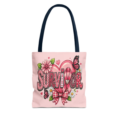 Survivor Pink Ribbon Tote Bag – Breast Cancer Awareness Floral Tote