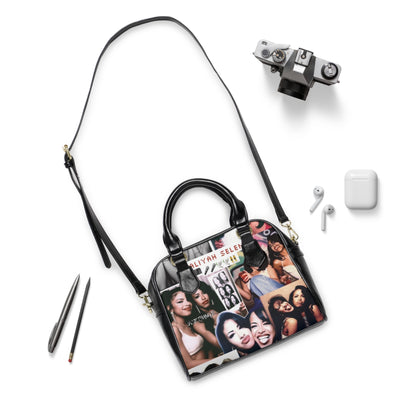 Aaliyah Selena Shoulder Handbag - Stylish Collage Design for Music Lovers