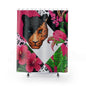 Leopard Floral Shower Curtain — Bold Pink Jungle Bathroom Decor