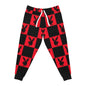 Joggers — Red & Black Checker Bunny Logo Athletic Pants