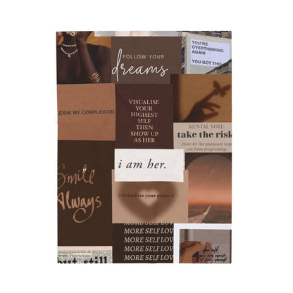 Inspirational Collage Velveteen Plush Blanket — "I Am Her" Self-Love Throw