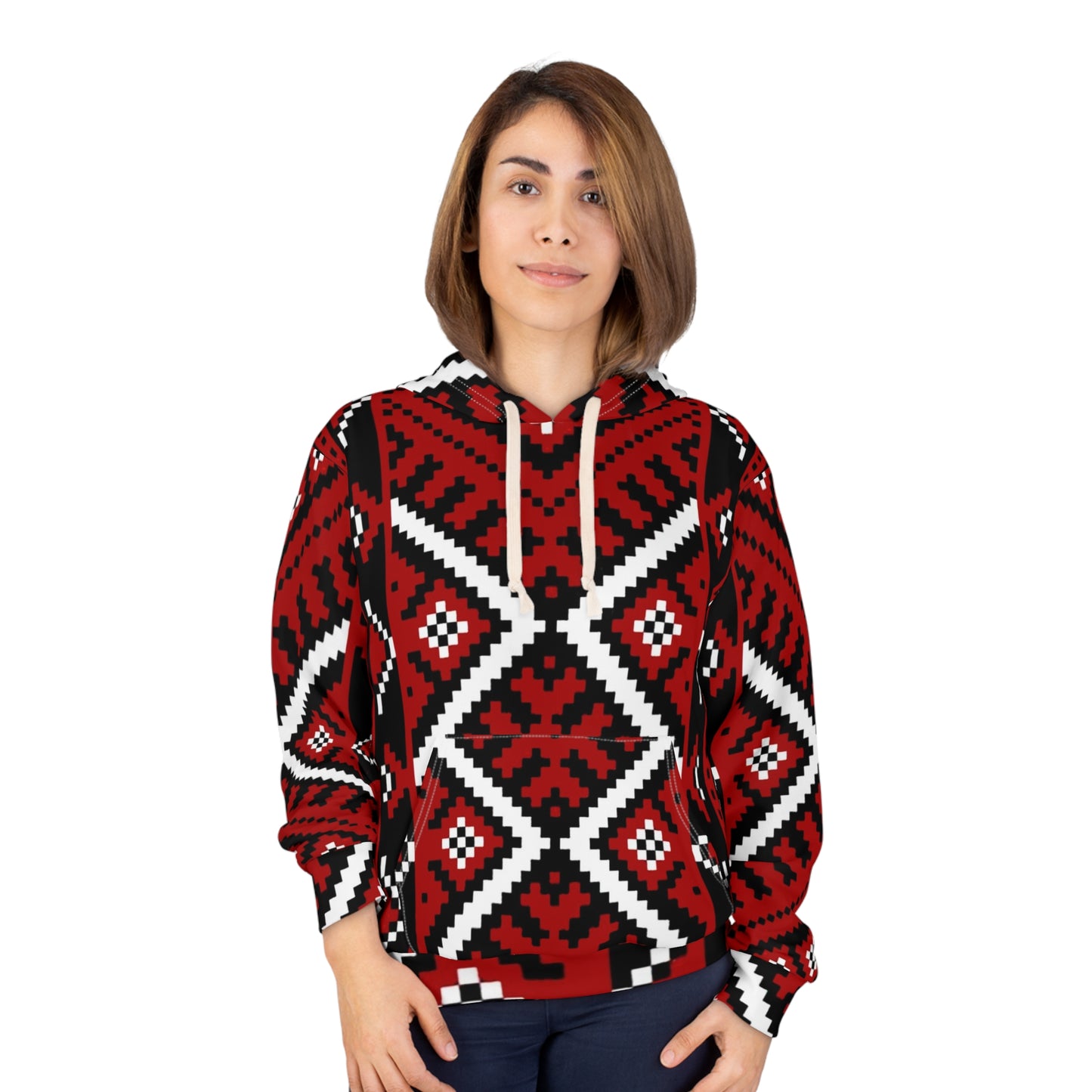 Cozy Tribal Print Hoodie for All Seasons, Unique Sweatshirt, Gift Idea for Her, Him, Warm Layer for Winter, Ethnic Style Pullover