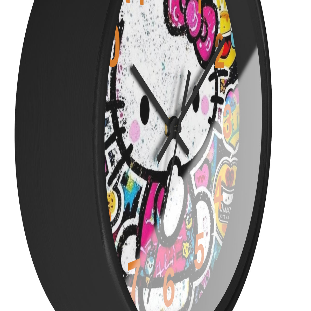 Hello Kitty Pop Art Wall Clock — Colorful Kawaii Sticker Collage Clock