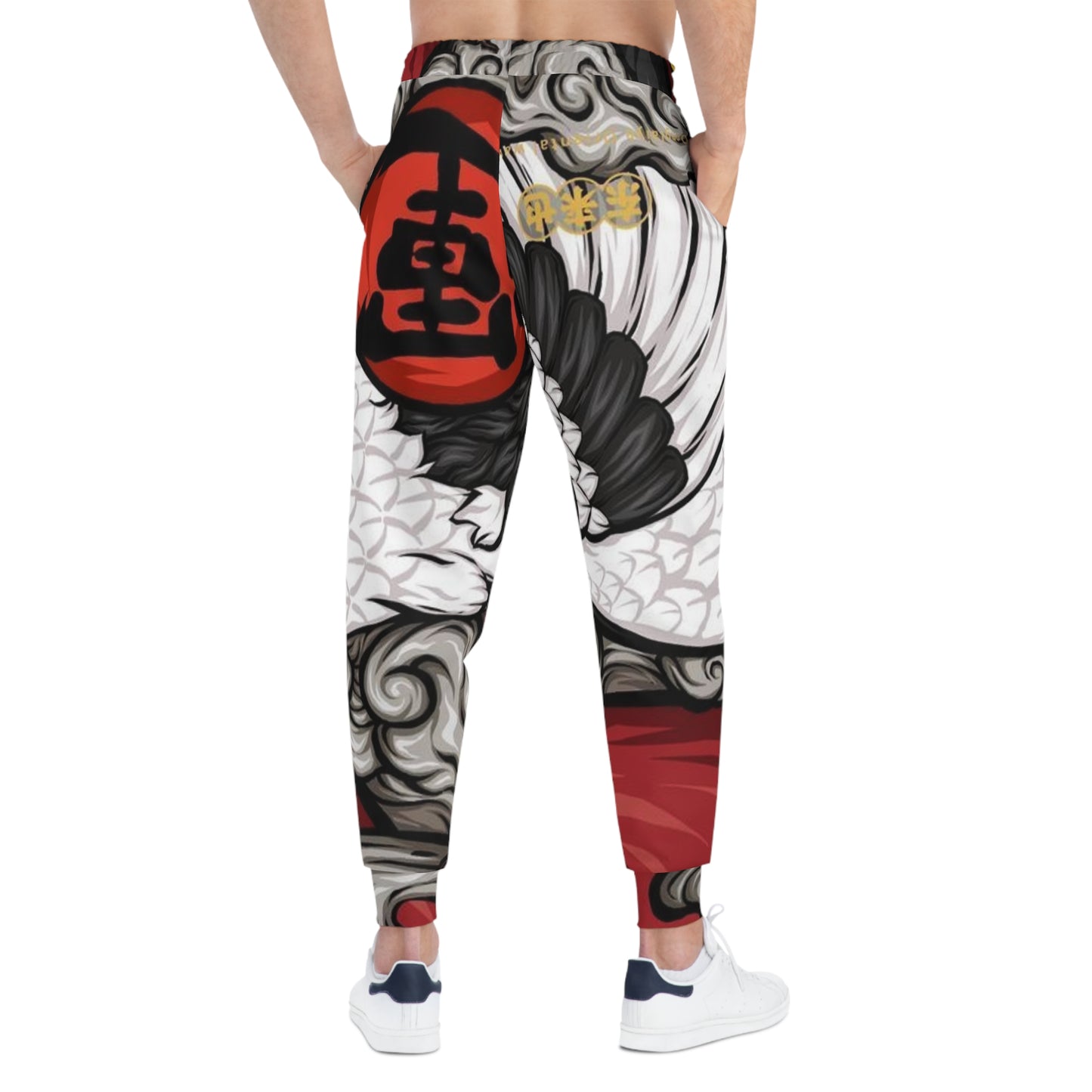 Koi Crane AOP Athletic Joggers — Japanese Tattoo Style Red & Black