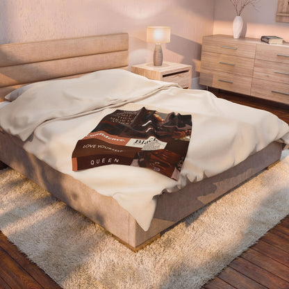 Affirmation Collage Velveteen Plush Blanket — "Visualise Your Highest Self" Self-Love Throw