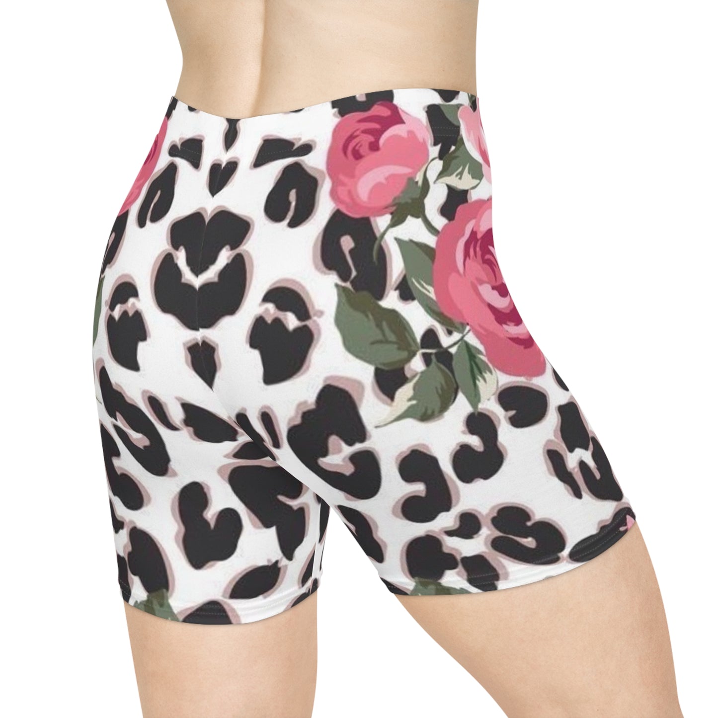Floral Leopard Print Biker Shorts for Women