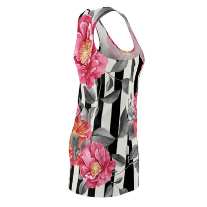 Floral Stripe Racerback Dress — Pink Peony All-Over Print