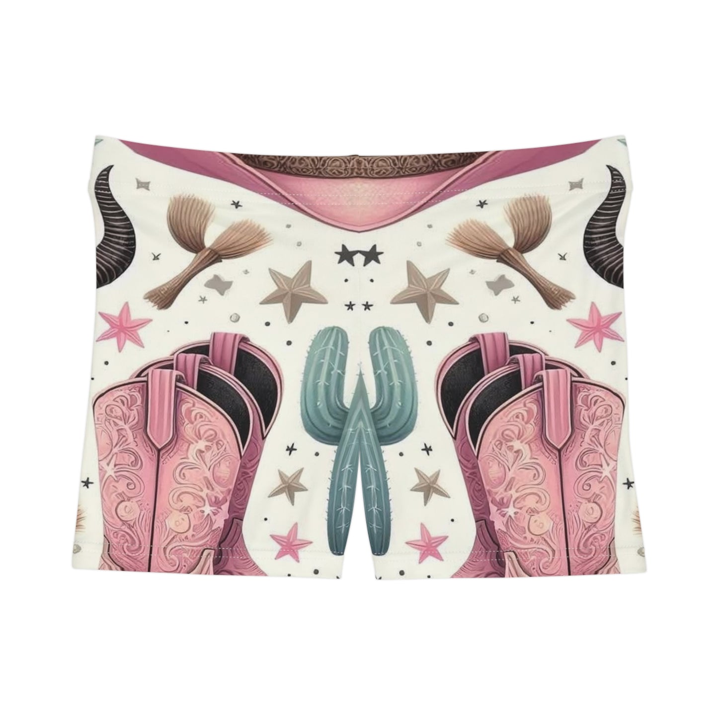 Western-Inspired Women's Shorts with Cactus & Skull Design