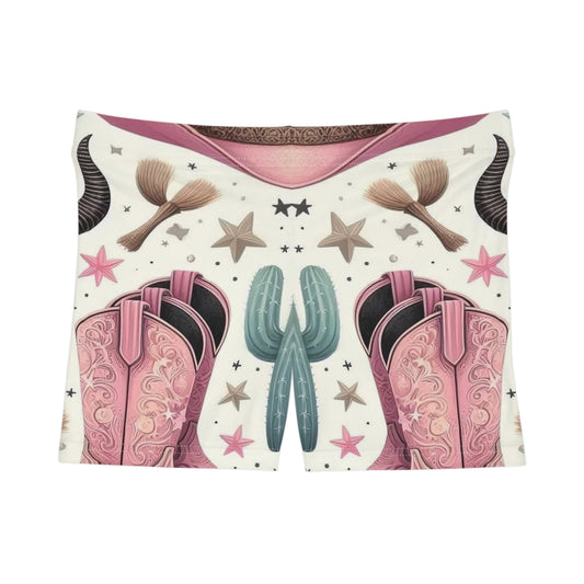 Western-Inspired Women's Shorts with Cactus & Skull Design