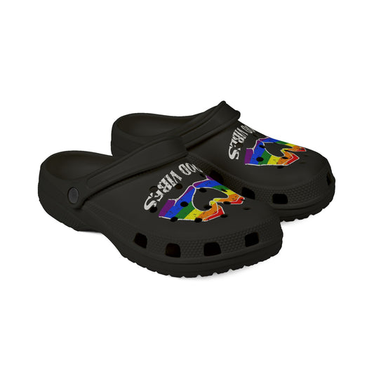 Good Vibes EVA Foam Rubber Clogs - Rainbow Heart Design for Comfort and Style