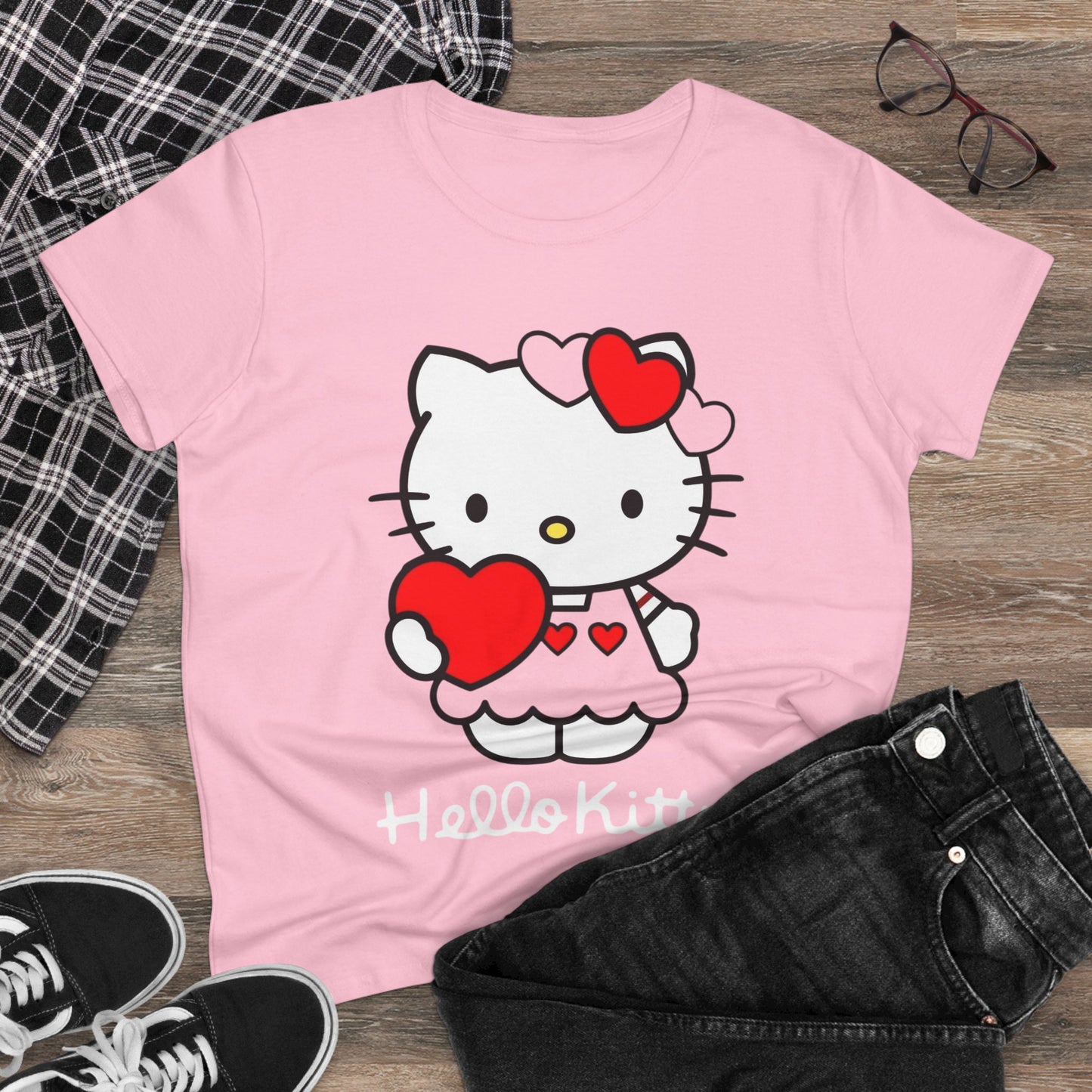 Cute Hello Kitty Women's Tee, Casual Graphic Shirt, Stylish Gift for Cat Lovers, Fun Summer Top, Birthday and Valentine’s Day Wear