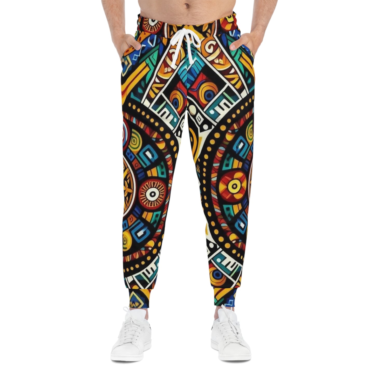 Tribal Orbit Athletic Joggers – Colorful Geometric All-Over Print