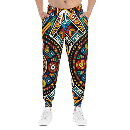Tribal Orbit Athletic Joggers – Colorful Geometric All-Over Print