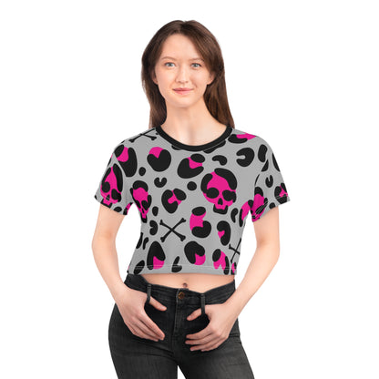 Skulls n Crossbones  Animal Print Crop Tee