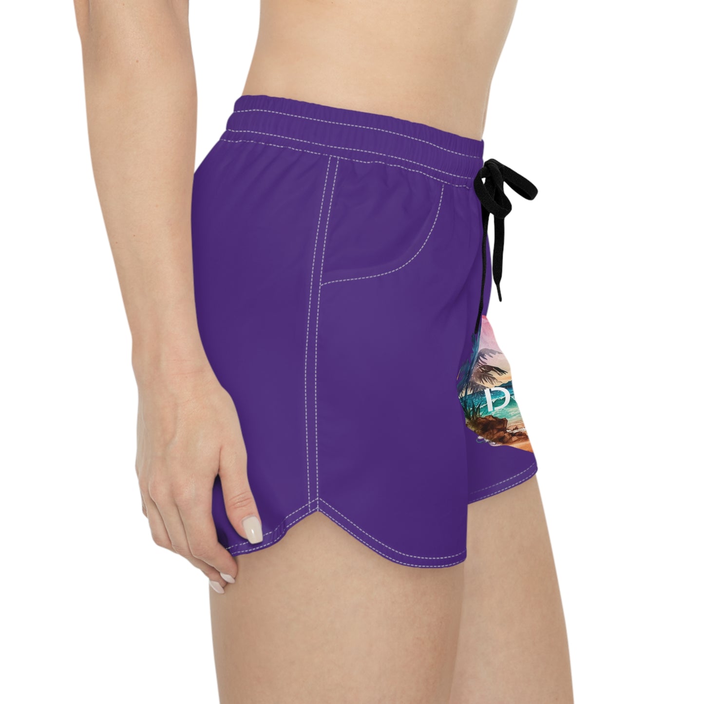 Women's Casual Beach Shorts-Destin/Purple