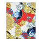 Baroque Scroll Area Rug — Red, Blue & Gold Ornate Accent Rug