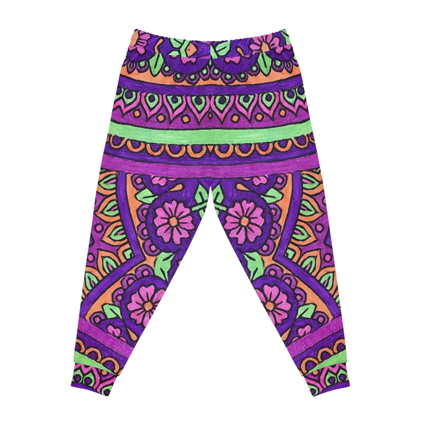 Purple Floral Mandala Joggers — Boho Athletic Sweatpants