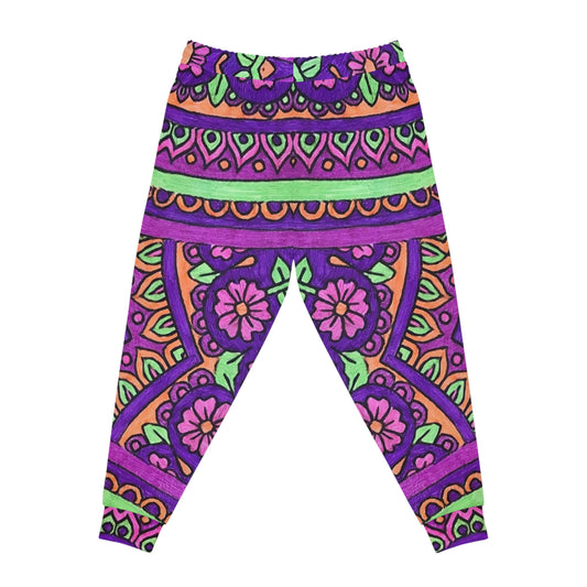 Purple Floral Mandala Joggers — Boho Athletic Sweatpants