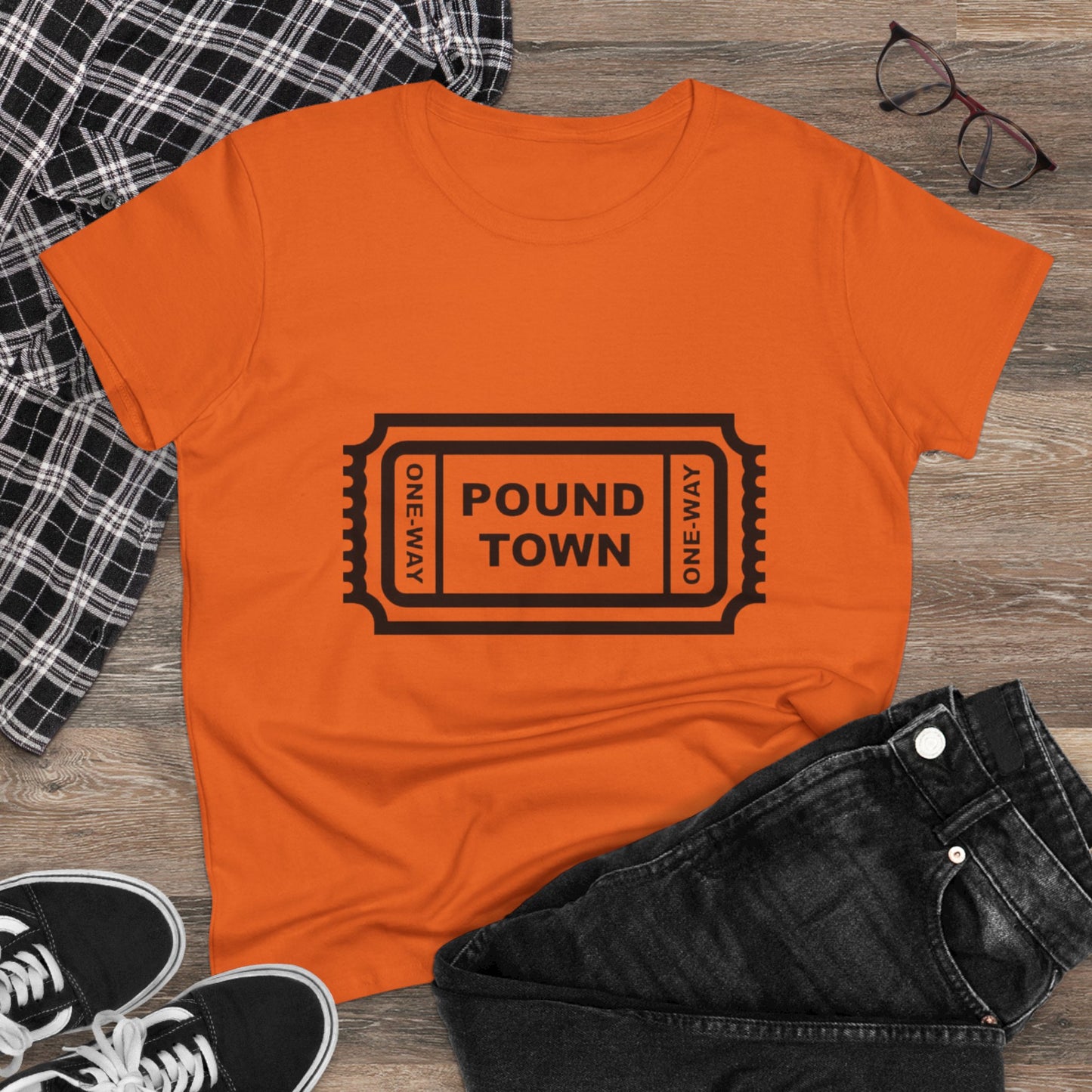 Pound Town Ticket Graphic Tee — Women's Novelty Concert/Streetwear Shirt