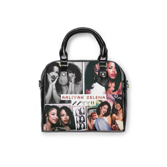 Aaliyah Selena Shoulder Handbag - Stylish Collage Design for Music Lovers