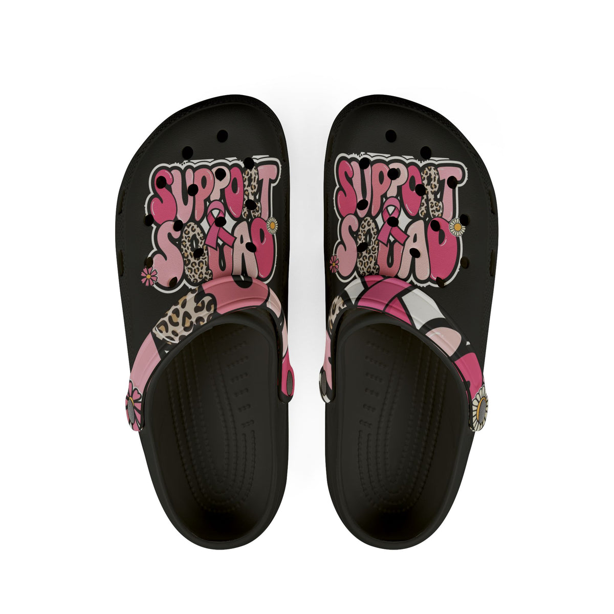 Graphic Foam Clogs — Pink 'Support Squad' Slip-On EVA Shoes