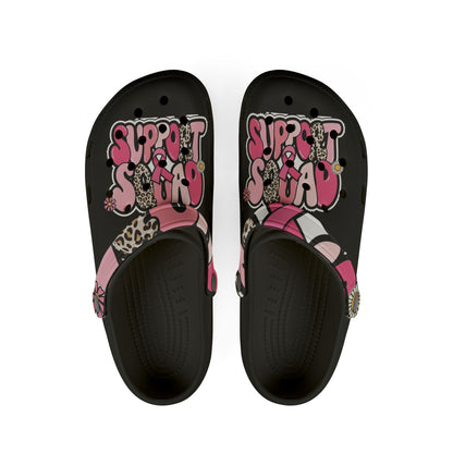 Graphic Foam Clogs — Pink 'Support Squad' Slip-On EVA Shoes