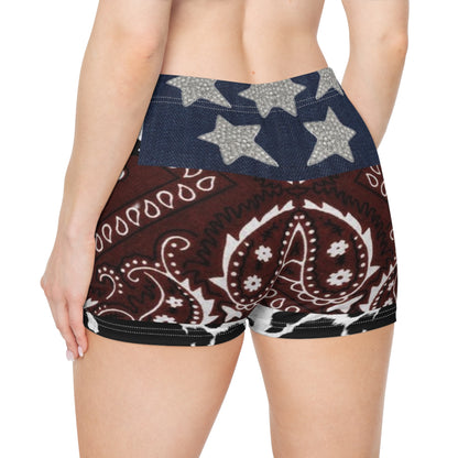 Patriotic Bandana Print Women's Shorts - Perfect for Summer Celebrations