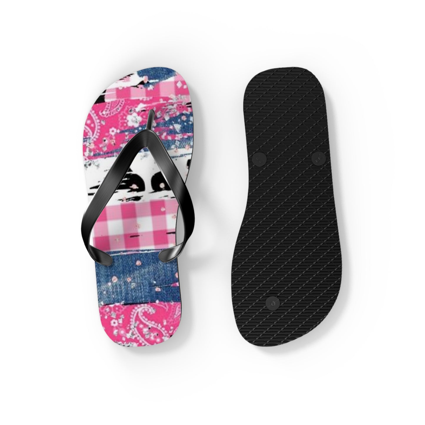 Trendy Pink Bandana Flip Flops - Stylish Summer Footwear for Beach & Casual Outings