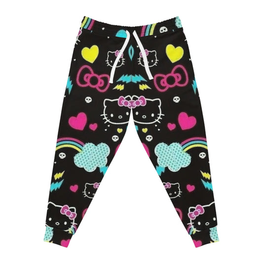 Playful Hello Kitty Joggers, Comfortable Lounge Pants, Cute Joggers for Kids and Adults, Gift for Cat Lovers, Cozy Athleisure Wear