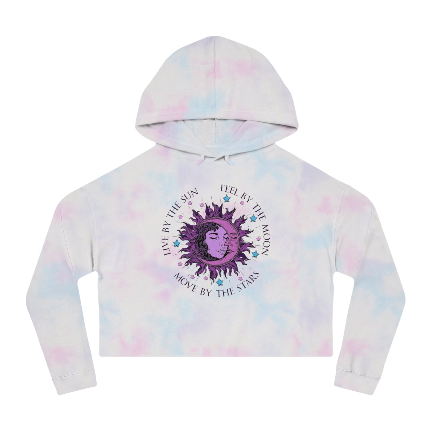 Celestial Tie-Dye Cropped Hoodie | Women’s Trendy Sweatshirt for Casual Wear, Gift for Astrology Lovers, Festival Outfit, Cozy Loungewear