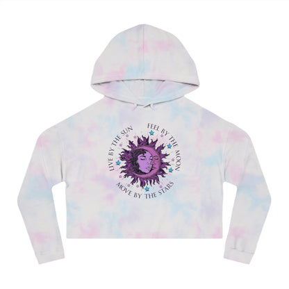 Celestial Tie-Dye Cropped Hoodie | Women’s Trendy Sweatshirt for Casual Wear, Gift for Astrology Lovers, Festival Outfit, Cozy Loungewear