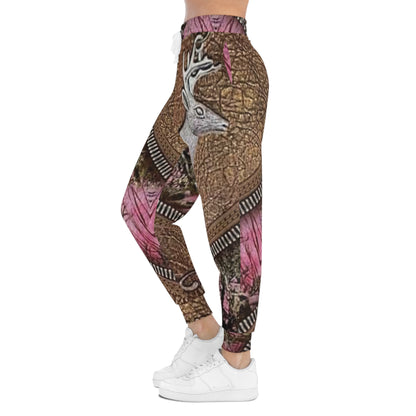 Camo Deer Athletic Joggers — Pink Woodland All-Over Print