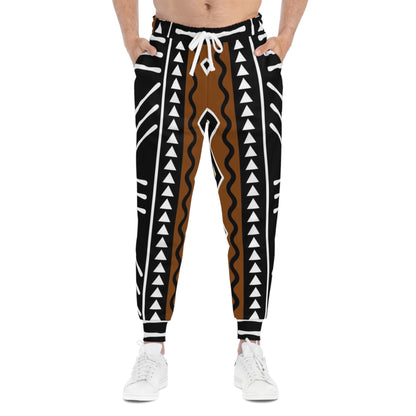 Tribal Mudcloth Print Athletic Joggers – Boho Afrocentric Lounge Pants