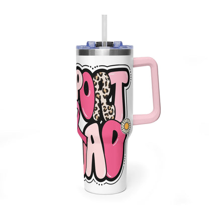 40oz Vacuum Tumbler — 'Support Squad' Pink Breast Cancer Awareness Travel Mug