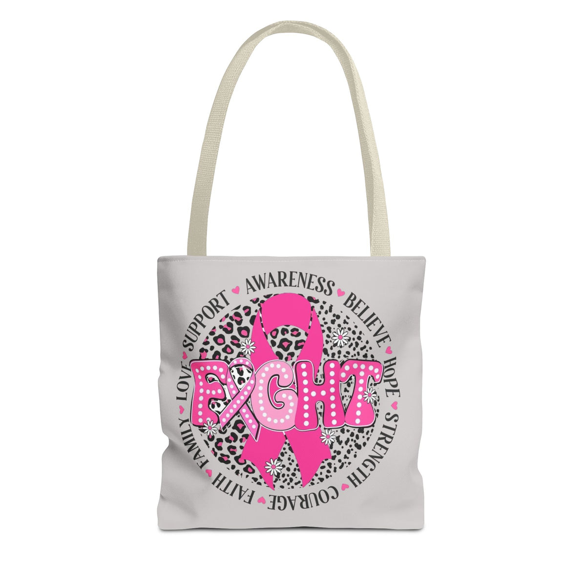 Breast Cancer Awareness "Fight" Pink Ribbon Tote Bag