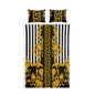 Baroque Gold Scroll Cotton Bedding Set — Black & White Striped Duvet Cover