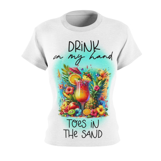 Tropical Drink Vibe Women's Tee - 'Drink in My Hand, Toes in the Sand'