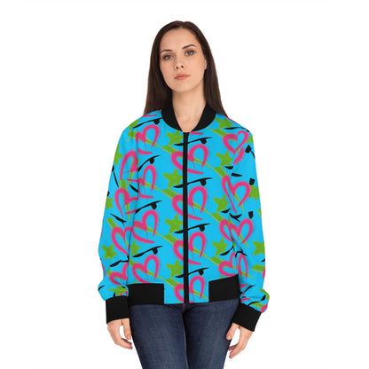 God Has My Back Bomber Jacket — Women's Inspirational Heart Pattern