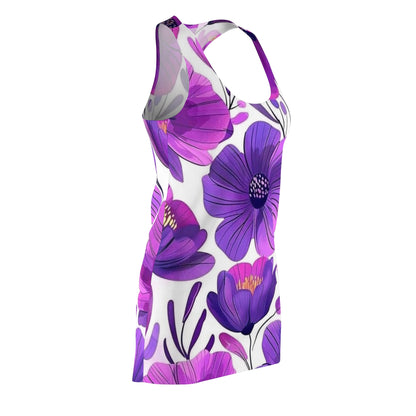 Purple Floral Racerback Dress — All-Over Print Women’s Summer Dress