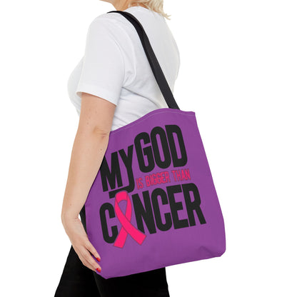 Tote Bag — "My God Is Bigger Than Cancer" Inspirational Cancer Awareness Tote