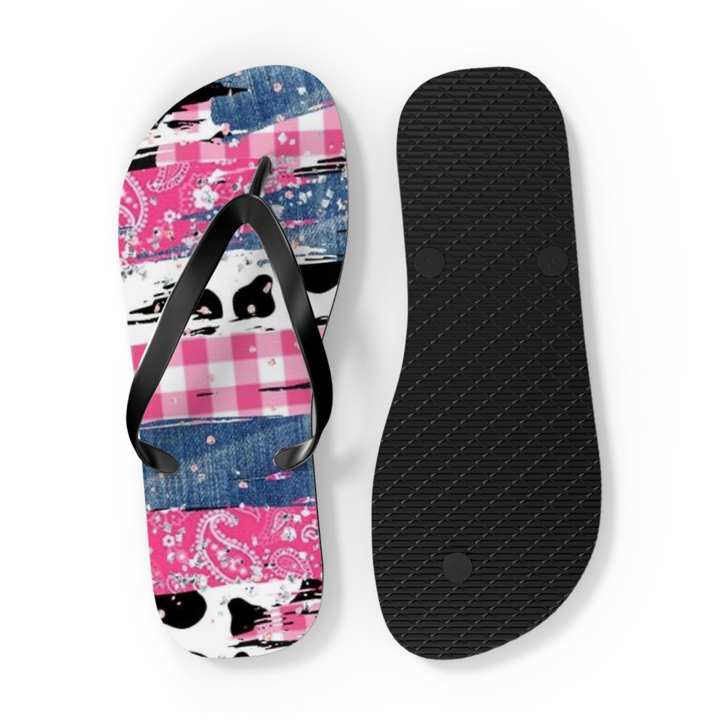 Trendy Pink Bandana Flip Flops - Stylish Summer Footwear for Beach & Casual Outings