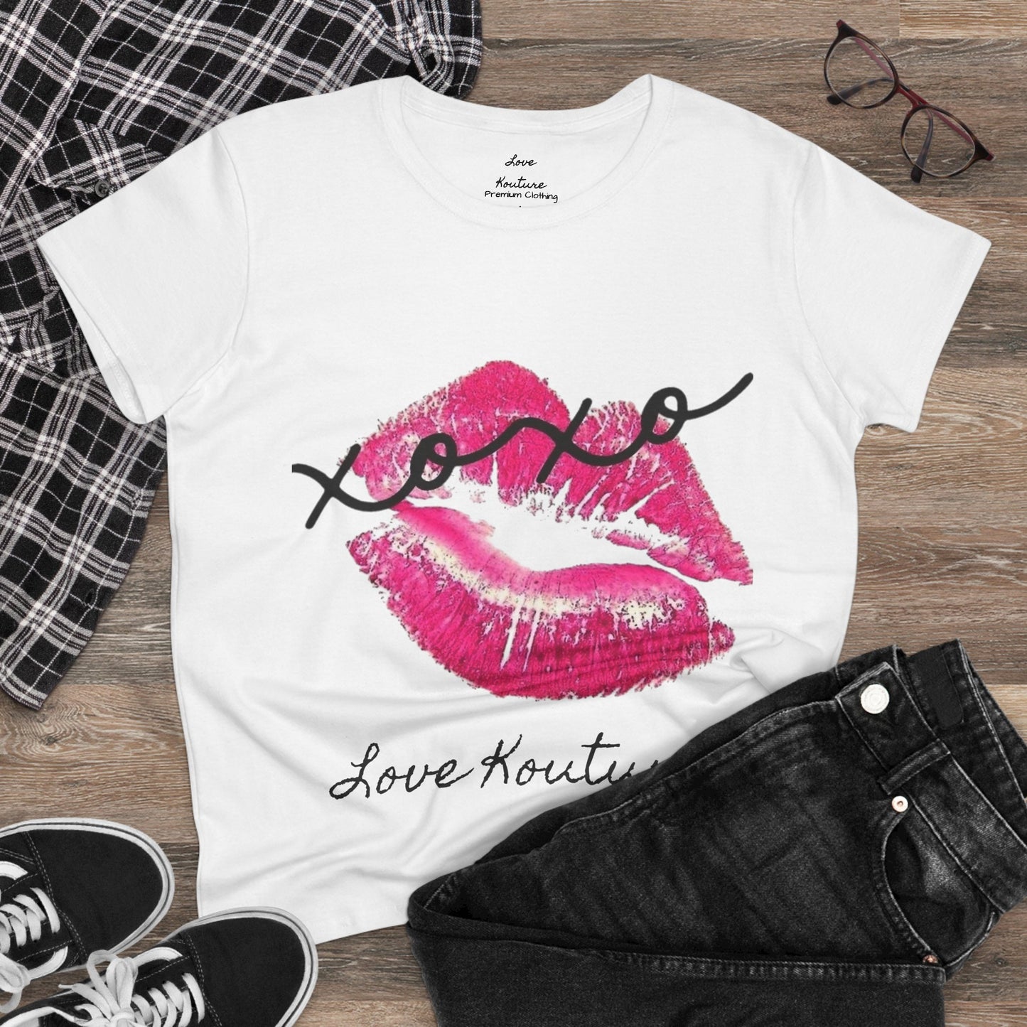 Women's Kissed Cotton Tee, Romantic Graphic Tee, Love Kouture Shirt, Valentine's Day Gift, Everyday Casual Wear, Stylish Women T-Shirt