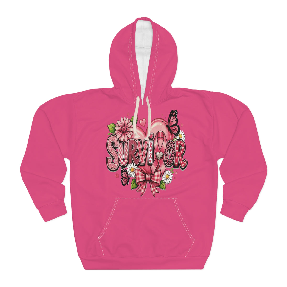 Survivor Breast Cancer Awareness Hoodie – Pink Ribbon Floral Pullover