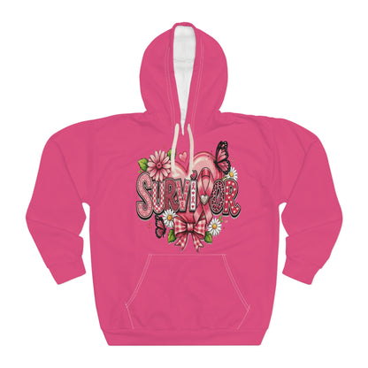 Survivor Breast Cancer Awareness Hoodie – Pink Ribbon Floral Pullover